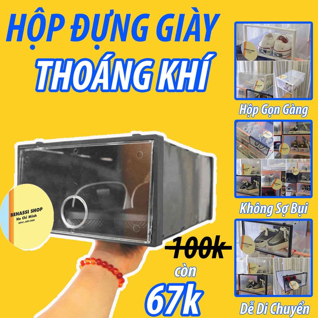 Hộp Đựng Giày Nắp Nhựa Cứng Trong Suốt Thoáng Khí Nhiều Màu benassihcm