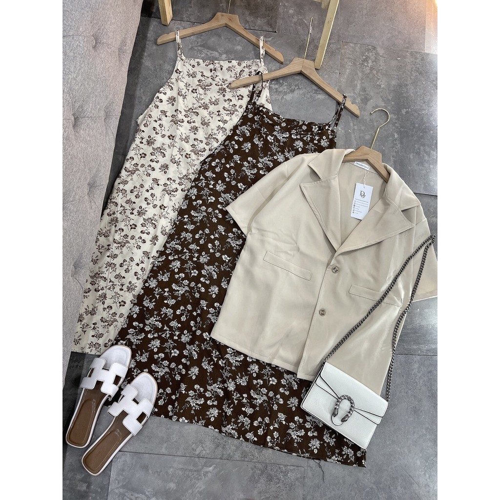 Sét Váy Nữ, Sét Váy Hoa Nhí 2 Dây Kèm Áo Vets Hot Trend Hàng QC Cao Cấp | BigBuy360 - bigbuy360.vn