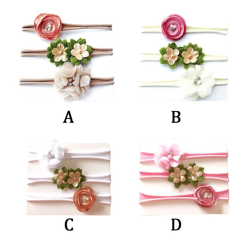 Bộ 3 thun buộc tóc hình hoa xinh xắn cho bé gái