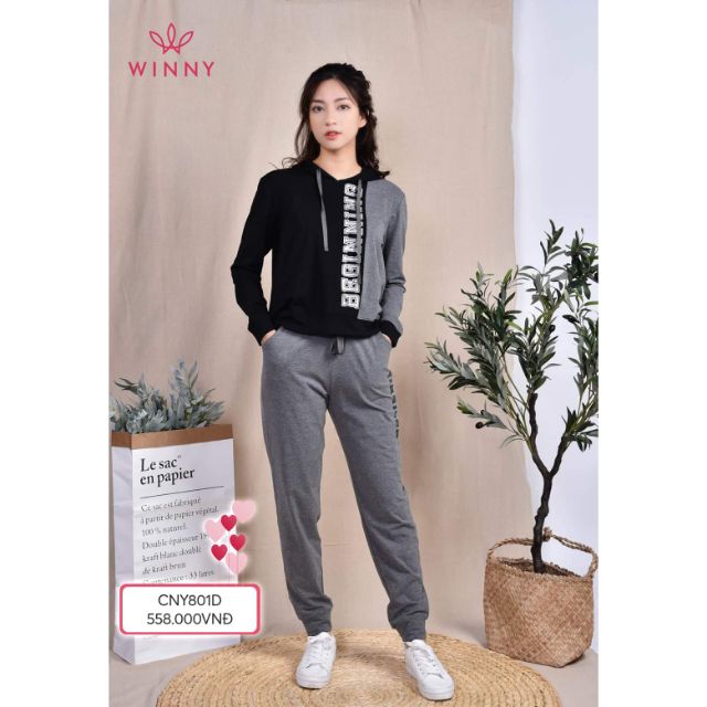 Bộ mặc nhà Winny cotton dài tay có mũ Thu Đông CNY801D Giá 558.000đ