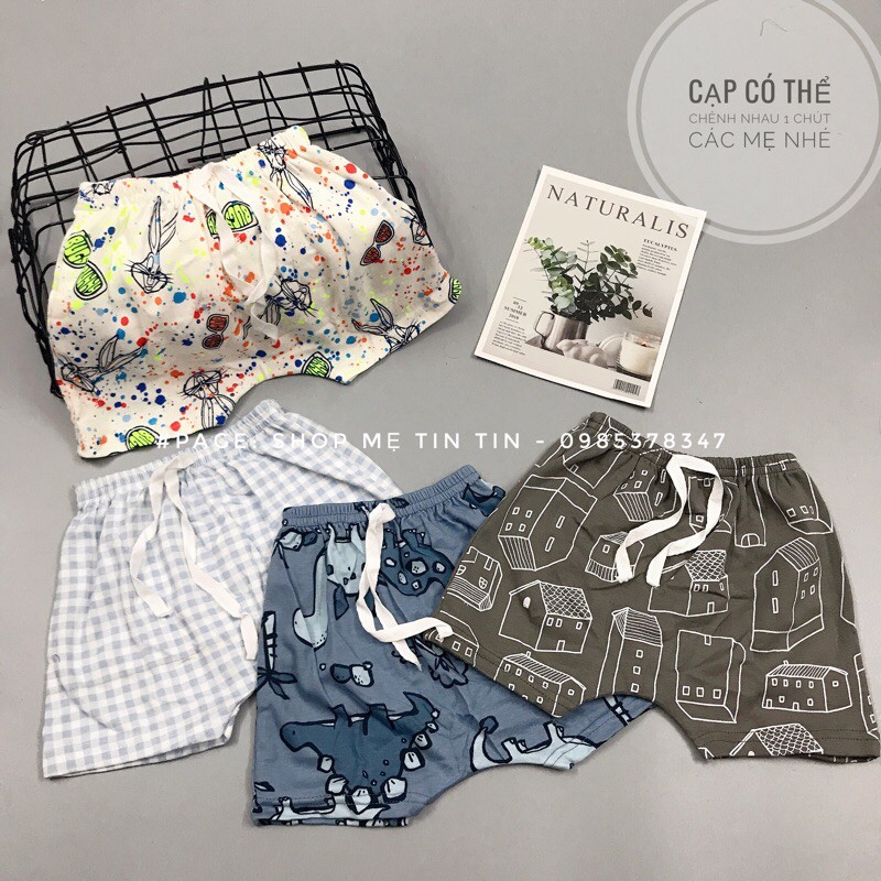 Set 4 quần đùi cotton cho bé (7-9kg màu như hình)