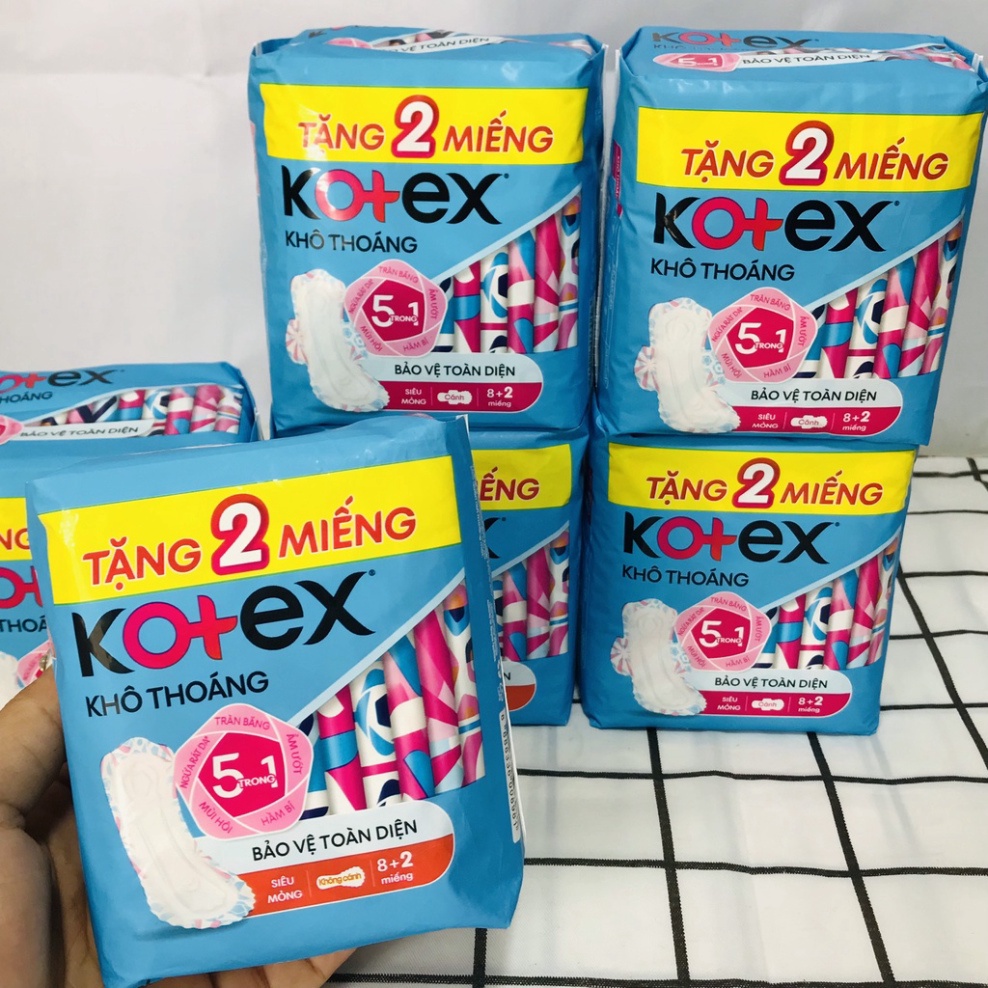 Băng vệ sinh Kotex khô thoáng Maxi có cánh/ không cánh 8 miếng