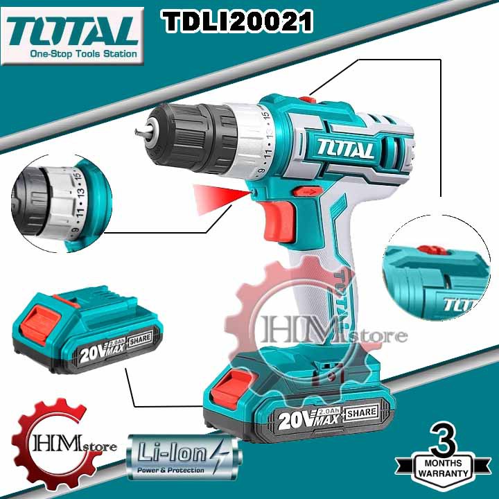 [Chính hãng] Máy Khoan dùng pin Li-ion 20V TOTAL TDLI20021 - Máy khoan pin cầm tay 20v