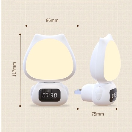 Đèn ngủ điều khiển từ xa bảo vệ mắt tích hợp đồng hồ xem giờ với 3 chế độ sáng, điều chỉnh độ sáng 10 cấp độ, pin 300mA