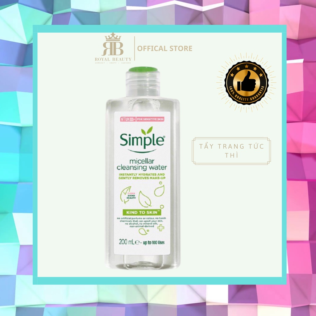 [Chính Hãng] Nước tẩy trang Simple Micellar Cleansing Water 200ml