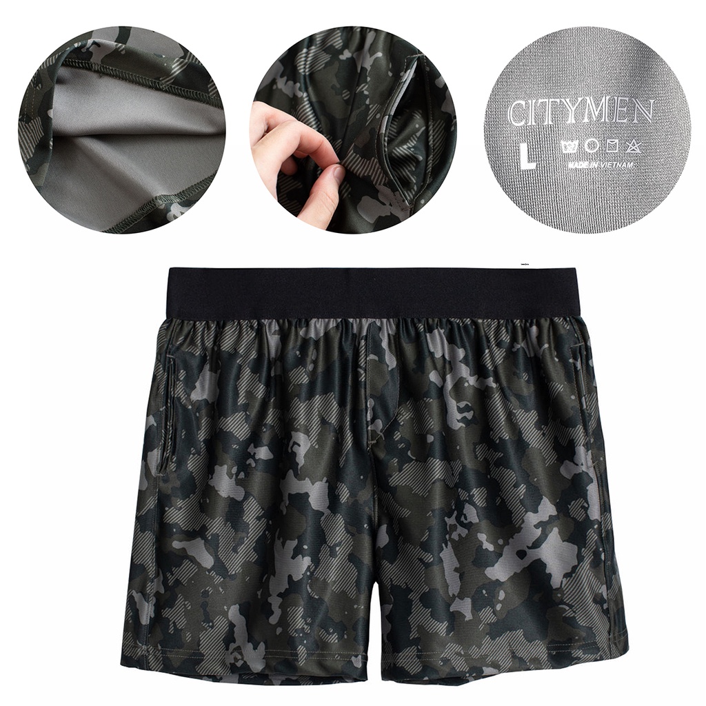 Quần short nam thể thao tập gym quần đùi mặc nhà CITYMEN vải thun lạnh co giãn 4 chiều thoải mái vận động