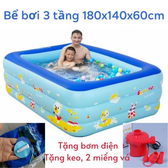 Bể bơi bơm hơi cho cả gia đình (Tặng keo và 2 miếng vá dự phòng)
