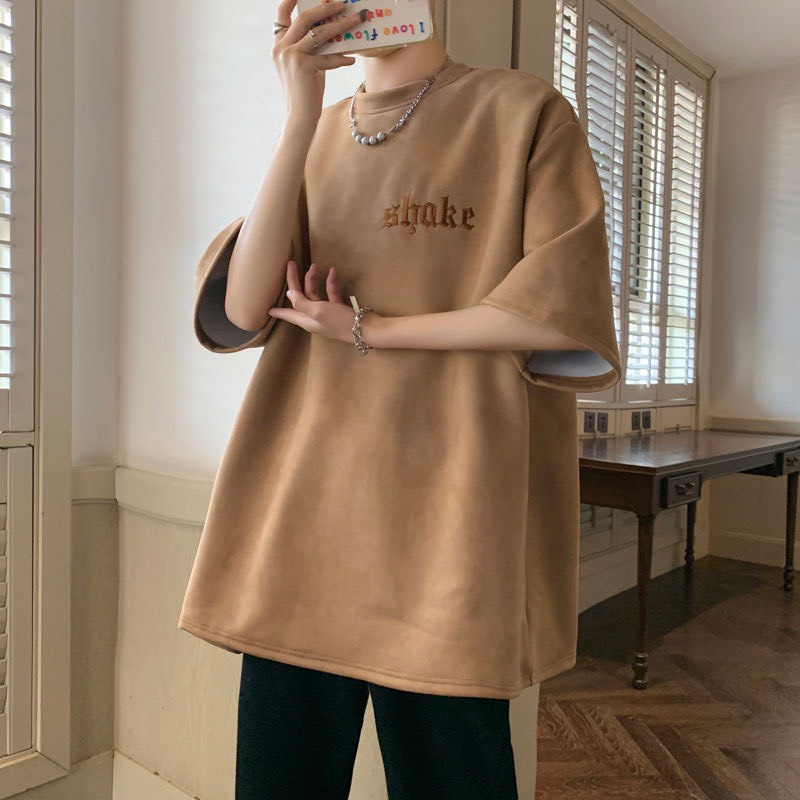 Áo Thun Tay Lỡ Unisex SHAKE Chất Liệu Da Lộn Thêu Chữ Form Rộng - Tuni Store