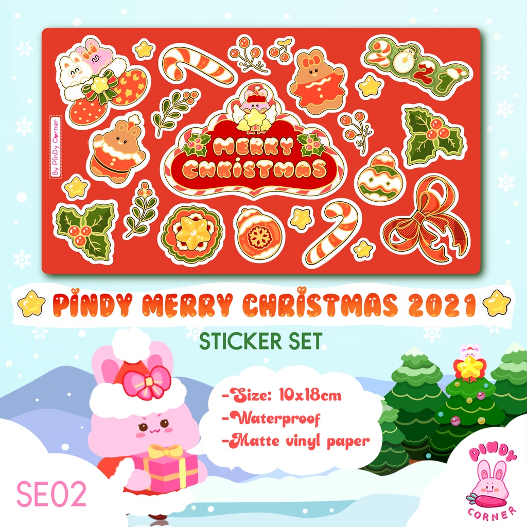 Set Nhãn Dán họa tiết trang trí Giáng Sinh MERRY CHRISTMAS 2021 trang trí sổ trang trí thiệp kích thước 10x18cm