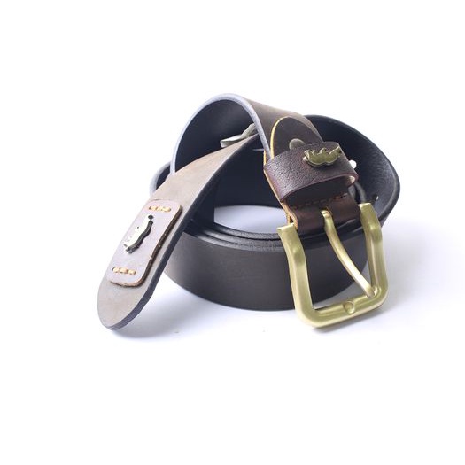 Thắt lưng da bò sáp khoá đồng đúc