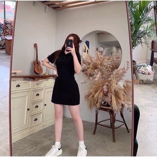 Đầm polo cổ đen