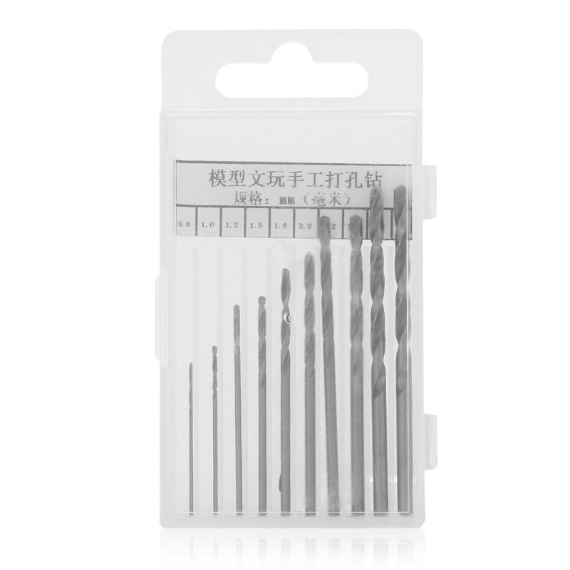 Bộ 10 Mũi Khoan Xoắn Mini HSS Tốc Độ Cao 0-3mm