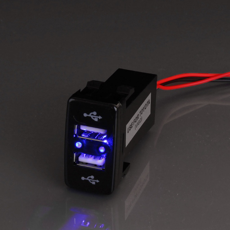 Tẩu Sạc 2 Cổng USB 12V 2 1A Chuyên Dụng Cho Đèn LED Xe Hơi Toyota