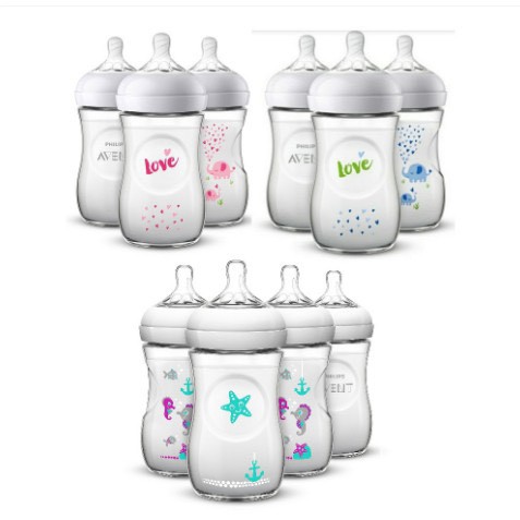 Bình sữa Avent họa tiết-Bình sữa Avent Natural cổ rộng 260ml
