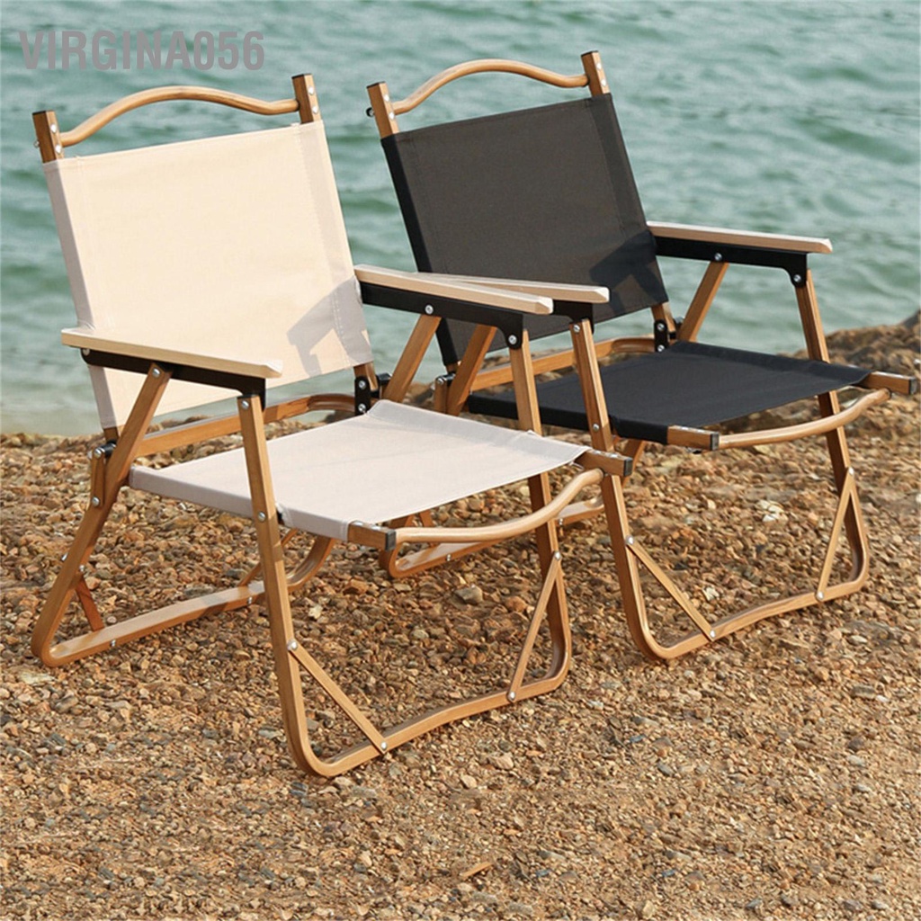 Virgina056 Ghế cắm trại Kết cấu hạt gỗ Vải hợp kim nhôm di động có thể gập lại để câu cá