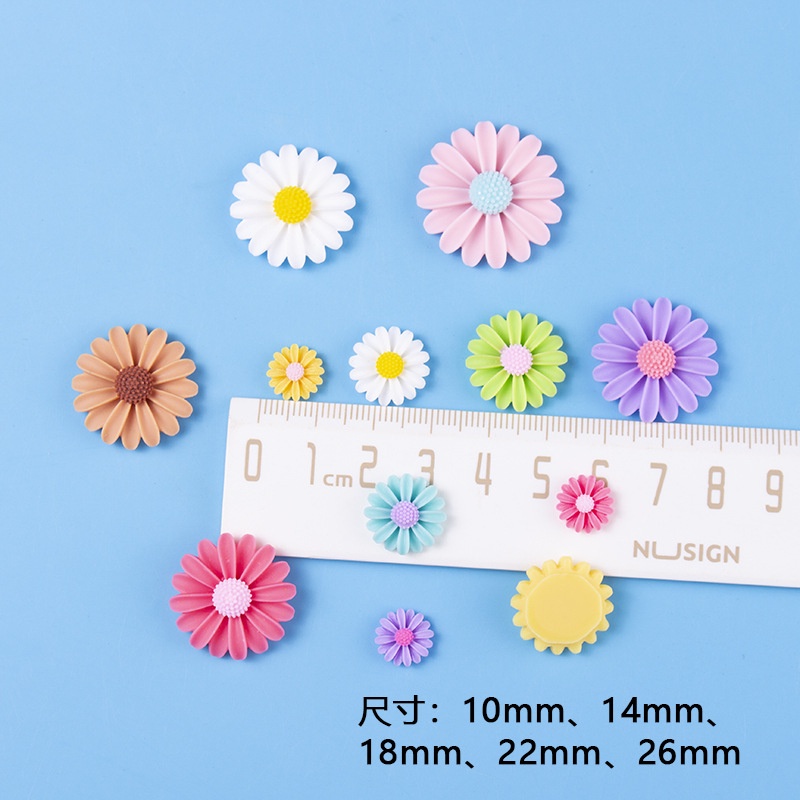 Bộ 10 bông hoa cúc resin nhiều màu dùng cho trang trí điện thoại dây cột tóc