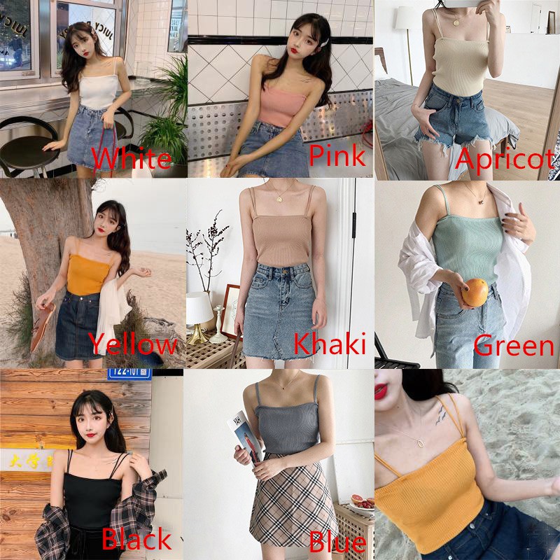 Áo hai dây sát nách dệt kim thiết kế màu trơn thanh lịch | BigBuy360 - bigbuy360.vn