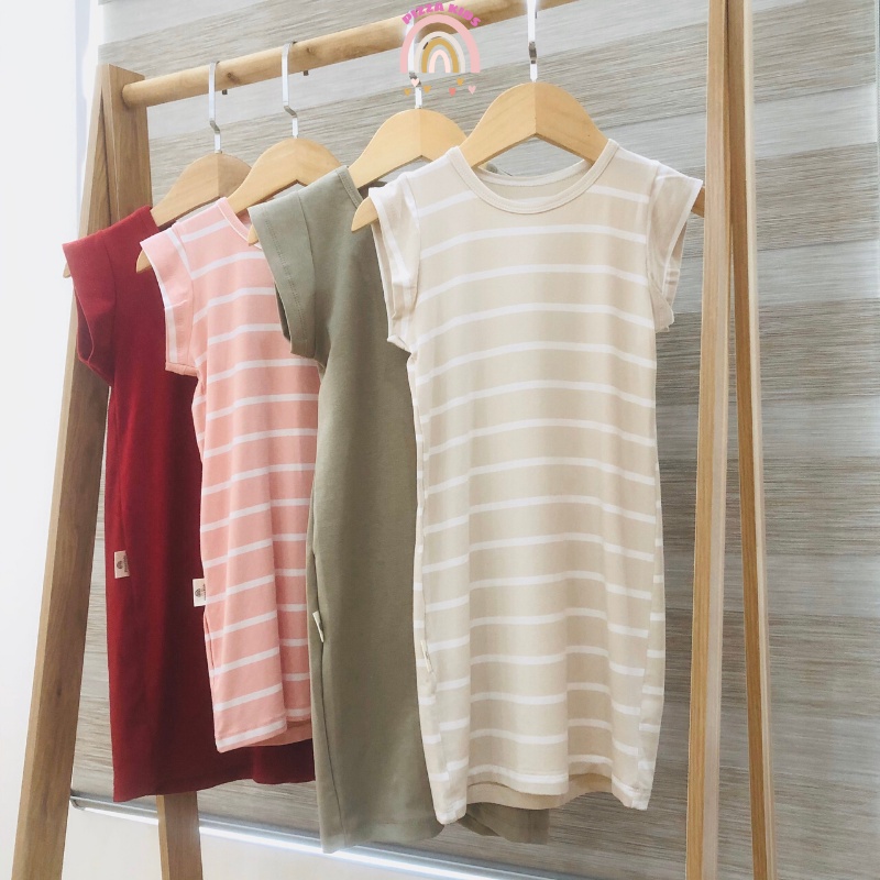 Váy bé gái Pizza Kids dáng xuông tay hến trẻ em chất liệu cotton co giãn 4 chiều, thoải mái, nhiều màu sắc