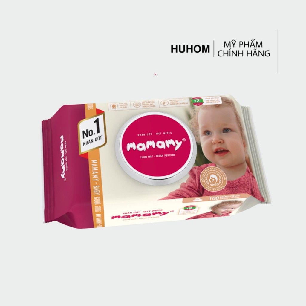 1 Khăn ướt Mamamy 100 tờ( Mẫu mới) có nắp, có mùi, không mùi - FLASH SALE 99K