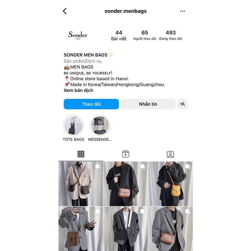 Túi da đeo chéo nam nữ unisex hình hộp chữ nhật