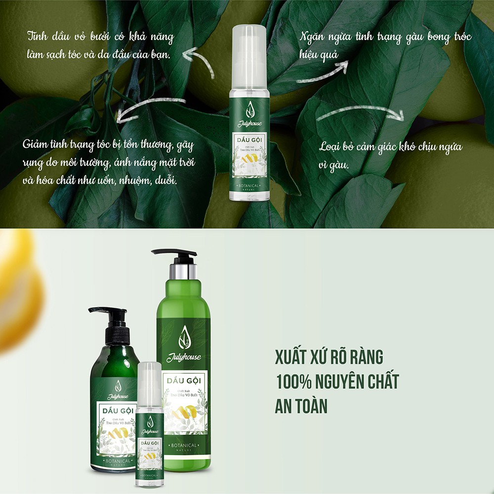 Dầu gội Bưởi kích thích mọc tóc, giảm giàu hiệu quả 30ml JULYHOUSE | BigBuy360 - bigbuy360.vn