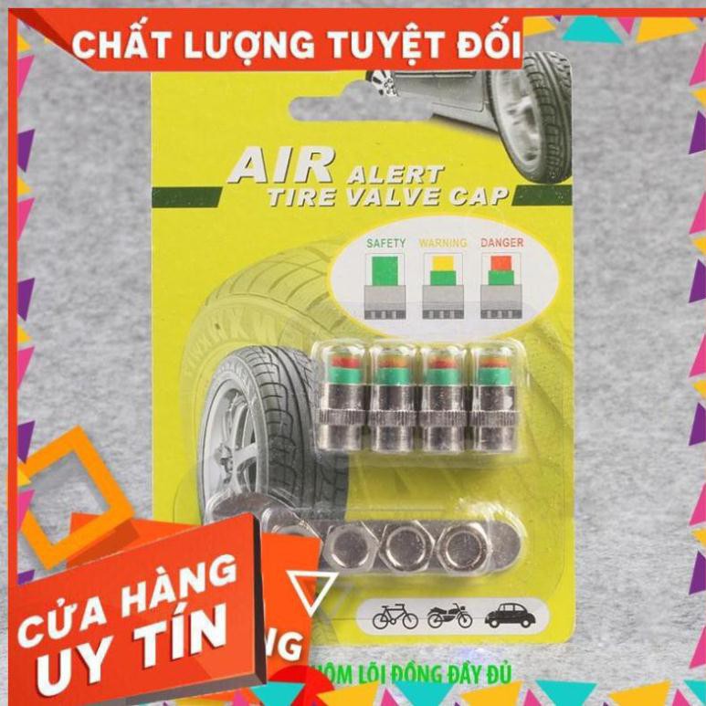 Van Cảnh Báo Áp Suất Lốp Ô TÔ - XE MÁY Bộ 4 Van Báo Áp Suất Lốp Lõi Đồng