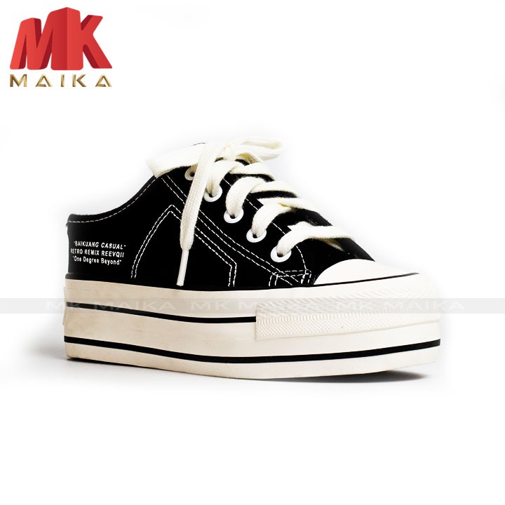 Giày Sneaker Nữ MK MAIKA S159 ĐEN Giày Thể Thao Nữ Hở Gót Phong Cách Hàn Quốc Cao Cấp Trẻ Trung Cá Tính