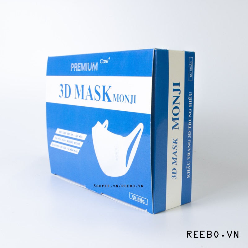 Khẩu Trang 3D Mask Monji công nghệ dập Nhật Bản hộp 50 cái - Hàng Chính Hãng công ty Trung Hiếu