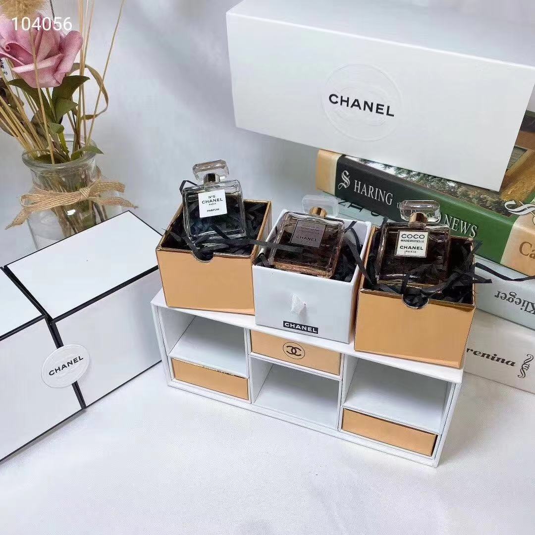 Bộ 3 Hộp Gỗ Đựng Nước Hoa Chanel N5 7.5ml