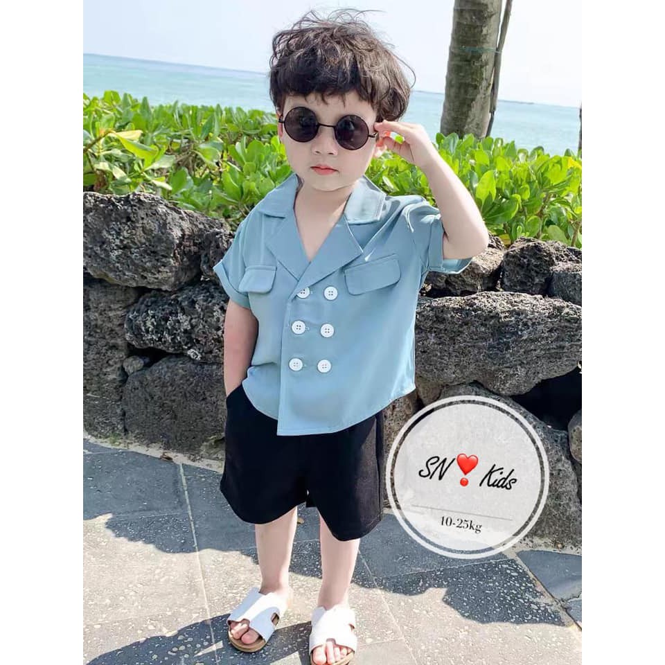Bộ đũi vest 6 cúc bé trai