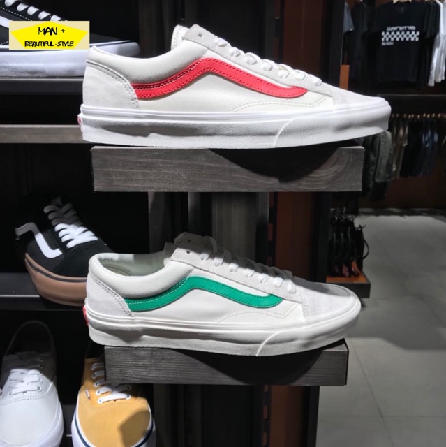 ( Full box) giày Vans style old skool trắng vạch đỏ | BigBuy360 - bigbuy360.vn