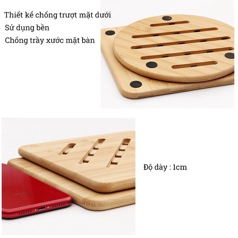 Tấm lót nồi gỗ tre BAMBOOO ECO dày dặn trang trí bàn ăn nhà bếp