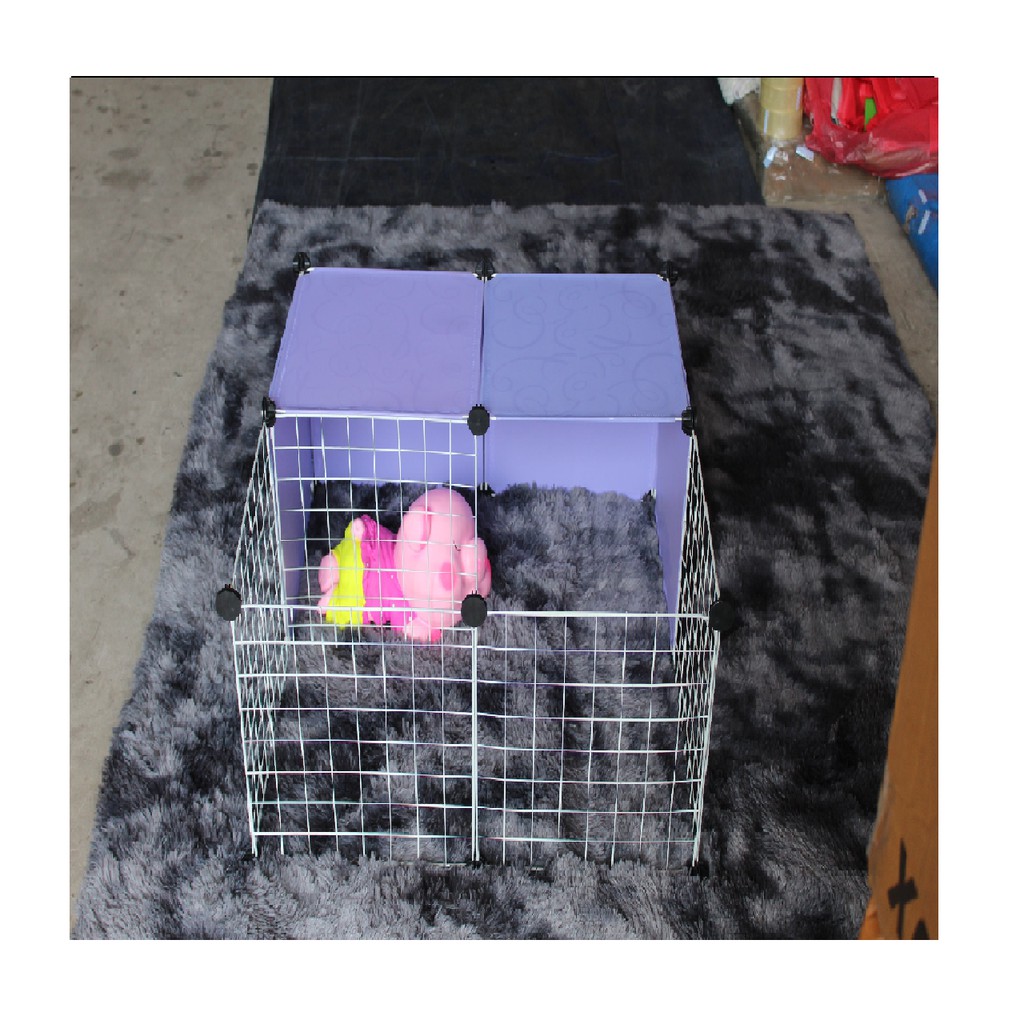 [ Tặng vòng cổ] Bộ chuồng quây 6 tấm ghép cho thú cưng dưới 2kg kích thước 74x47x37cm