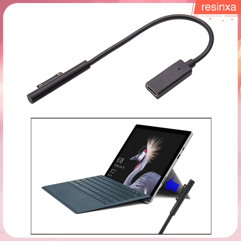 Dây cáp USB Type C 0.2 m cho Microsoft Surface Pro 3 / 4 / 5 / 6 / Pro Go / Laptop 15v / 3a màu đen