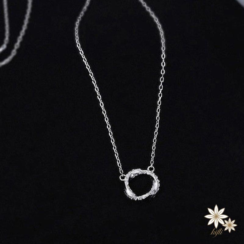 【kifli】Vòng cổ Mặt Tròn Mini Đính Đá Đơn Giản Phong Cách Hàn Quốc