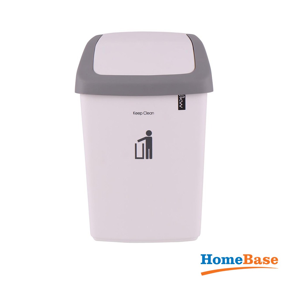 HomeBase DKW Thùng rác nhựa nắp xoay Thái Lan 9L W25xD20xH37 Cm Trắng/Xám