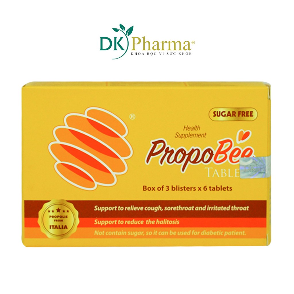 Viên ngậm keo ong giảm ho không đường DK Pharma PropoBee Tablets 3 vỉ, 6 viên/vỉ