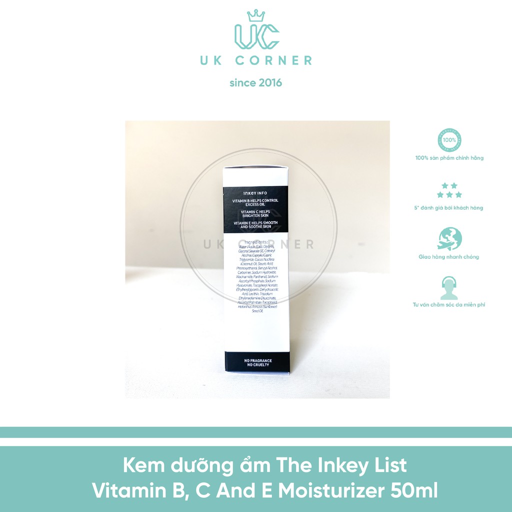 Kem dưỡng ẩm The Inkey List Vitamin B, C and E Moisturiser 50ml