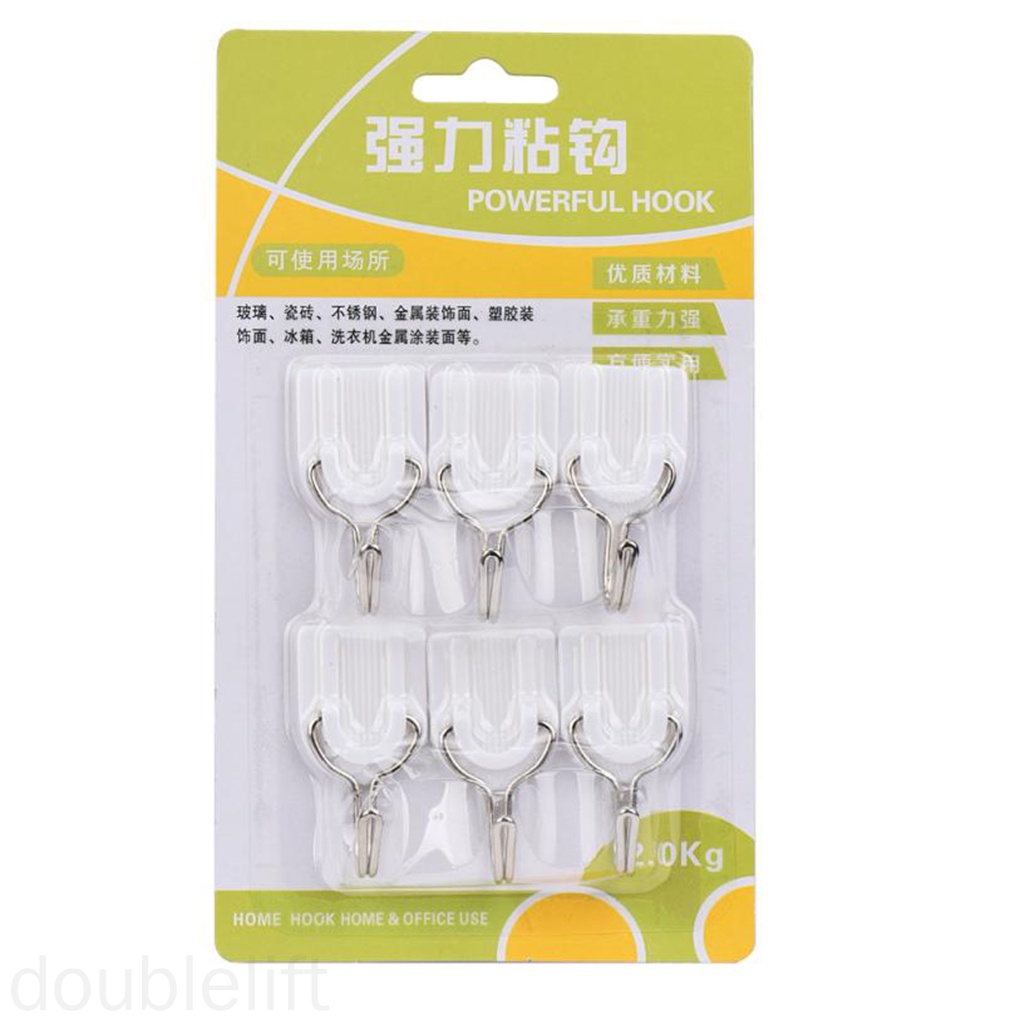 Set 6 giá đỡ treo đồ dán tường/ cửa kính tiện dụng cho phòng tắm/ nhà bếp/ gia đình