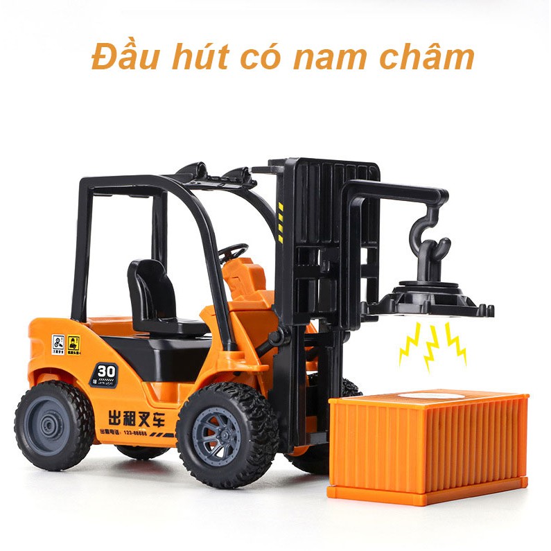 Bộ đồ chơi Mô hình xe nâng móc hàng đầy đủ phụ kiện, đồ chơi cho bé bằng nhựa ABS an toàn, chống chịu va đập