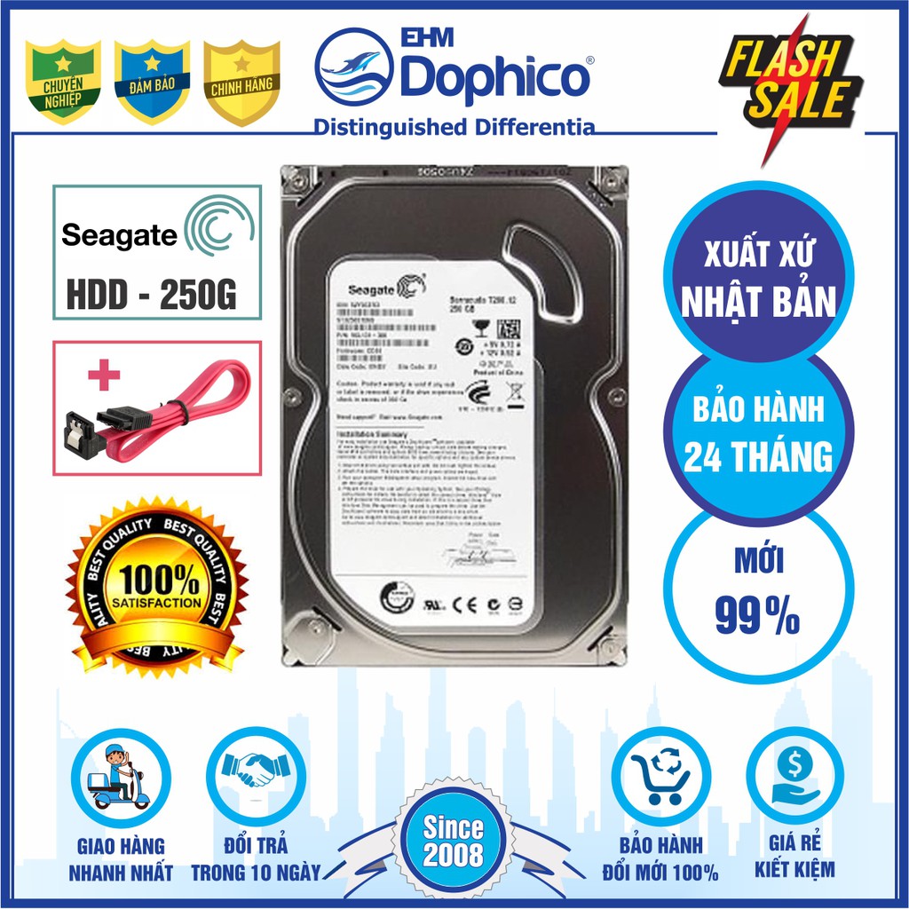 Ổ cứng HDD 3.5&quot; Seagate 250GB Chính Hãng – Bảo hành 24 tháng 1 đổi 1 – Tháo máy đồng bộ mới 99%