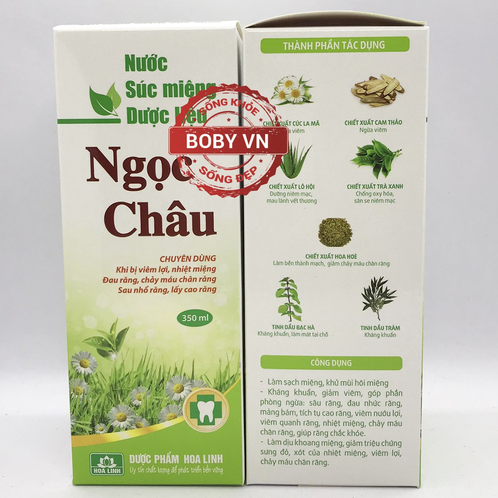 Nước súc miệng dược liệu Ngọc Châu của Dược Hoa Linh - Chuyên dùng khi bị viêm lợi, nhiệt miệng, chảy máu chân răng