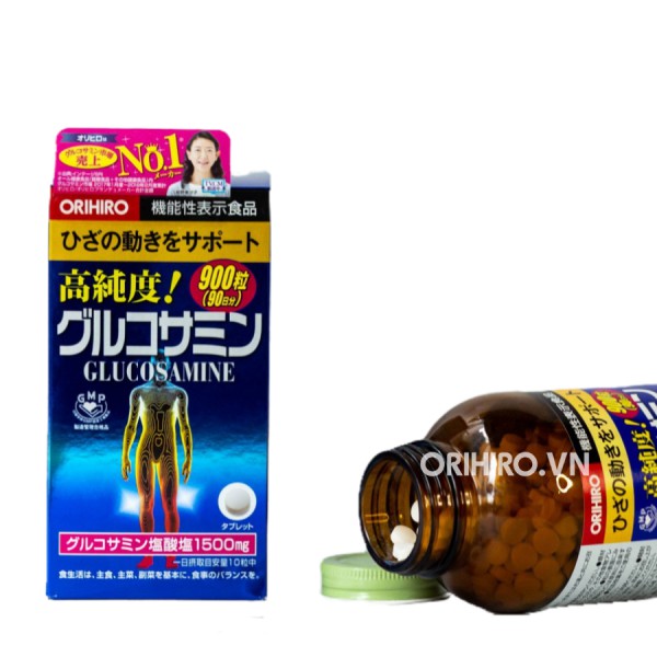 Viên uống Glucosamine 1500mg Orihiro hộp 900 viên của Nhật Bản mẫu mới