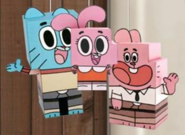 Mô hình giấy cartoonGumball,Anais,Richard,Nicole,Darwin.