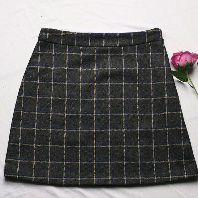 Chân váy dạ kẻ caro