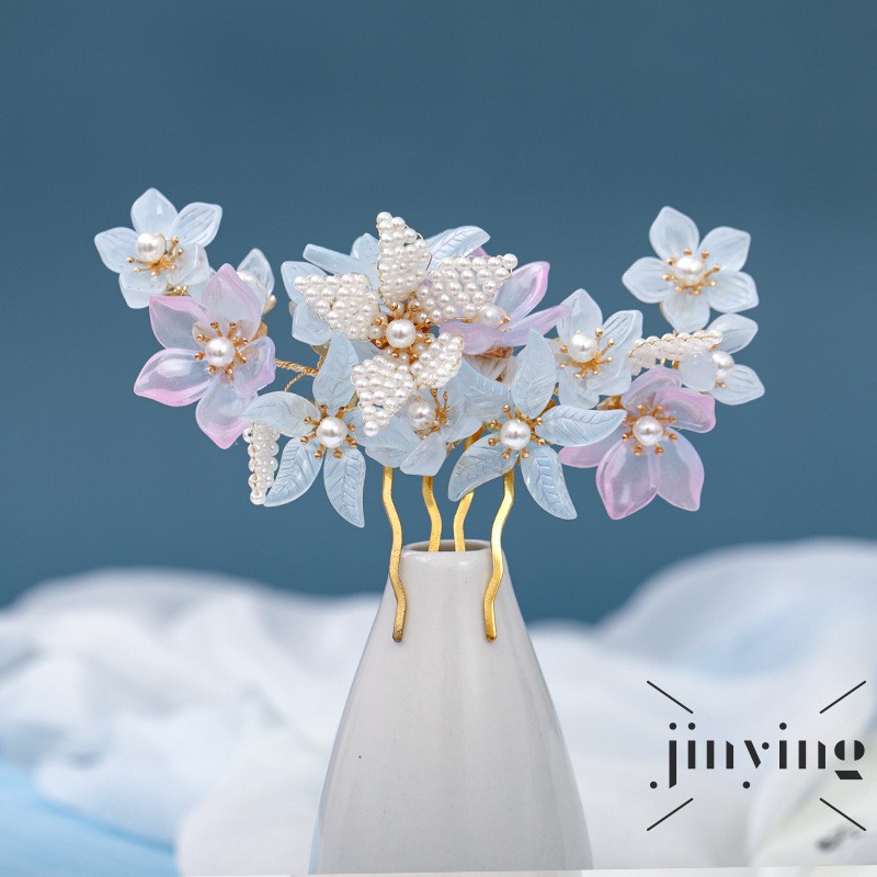 GETNOIVAS Trâm cài tóc hình hoa phong cách Trung Hoa cổ điển cho nữ