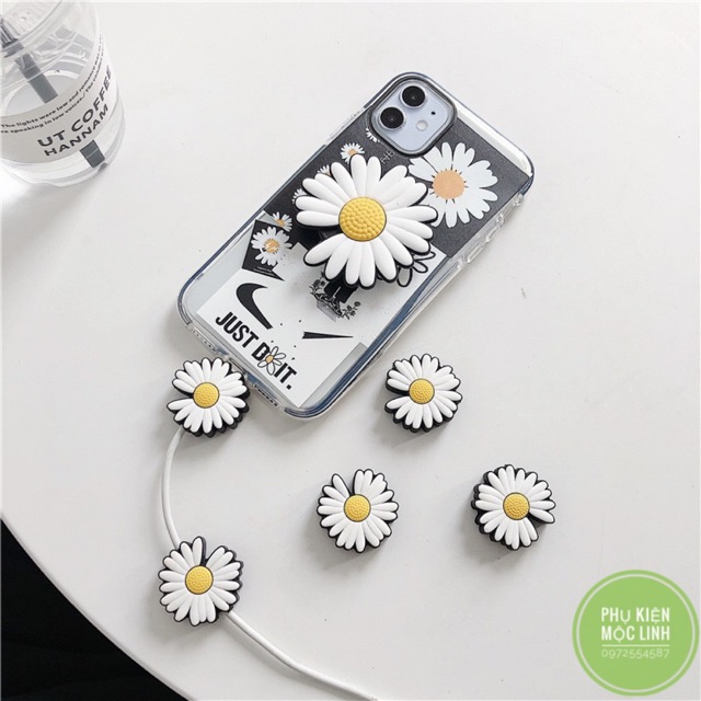 🌼Hoa Cúc 🌼 Combo Bảo vệ Cáp sạc + Poc Iring đỡ điện thoại - Đầu thú cắn cáp tai nghe chống đứt gẫy | BigBuy360 - bigbuy360.vn