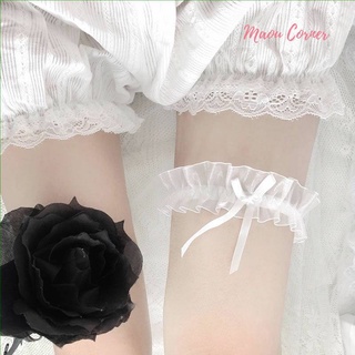 Vòng choker ren nơ đeo đùi 2 màu đen trắng dễ thương co giãn phụ kiện lolita JK