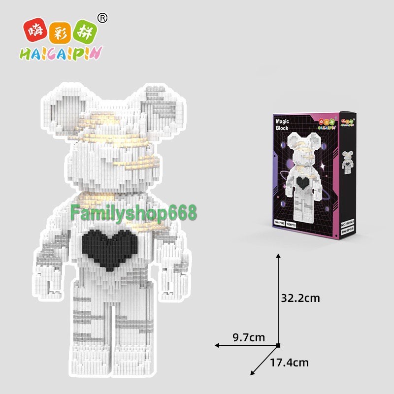 Đồ chơi xếp hình Gấu Bearbrick 36cm lắp ráp mô hình cỡ lớn Hàng Đẹp bear brick