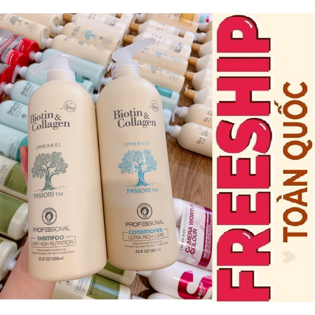 Dầu Gội Biotin Collagen Trắng ⚡ FREESHIP ⚡ Dầu Gội Chống Phục Hồi Và Kích Thích Mọc Tóc Nhanh ( Gội + Xả) $